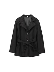 Aiertu  Women Fashion With Belt Black Single Breasted Trench Vintage Lapel Neck Long Sleeves Female Chic Lady Outfits Aiertu