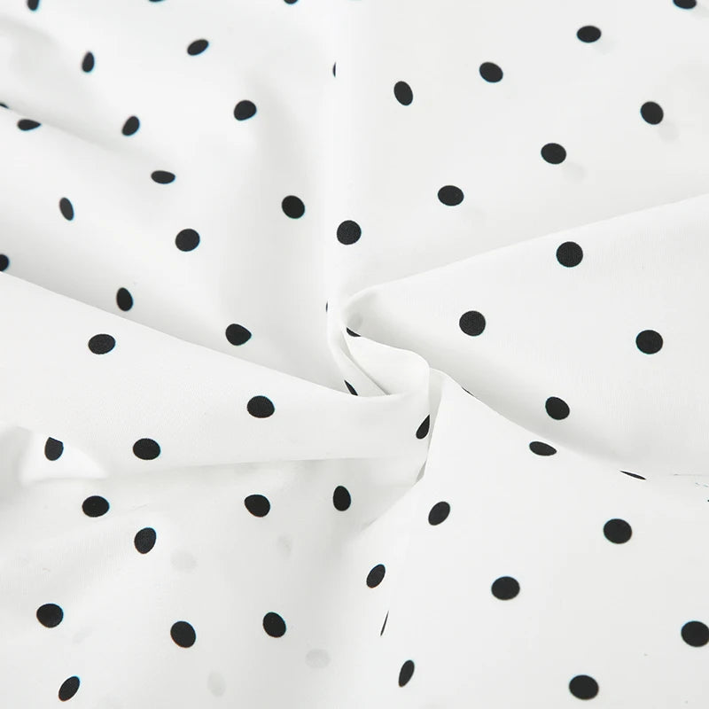 Aiertu  -  Simple Polka Dot Print Square Neck Women T-Shirts Slim Fit Ruffles Fashion Sweet Casual Design Blouses Aiertu