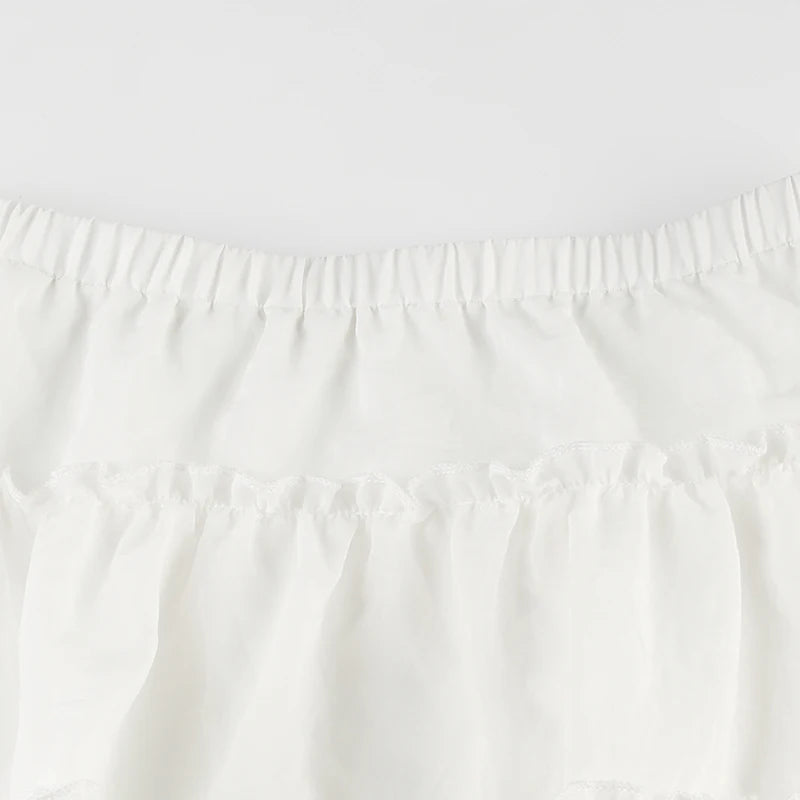 Aiertu  Holidays Chic White Summer Mini Skirt Folds Ruched Solid Fashion A-Line Women's Skirts Beach Hottie Bottoms Coquette Aiertu