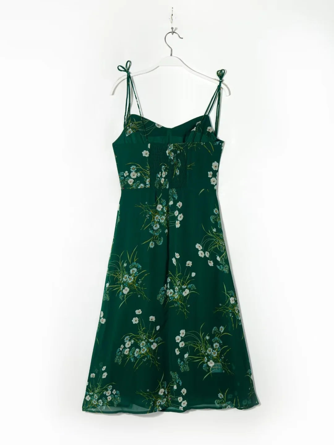Aiertu - Lace Up Slit Green Midi Dress Aiertu