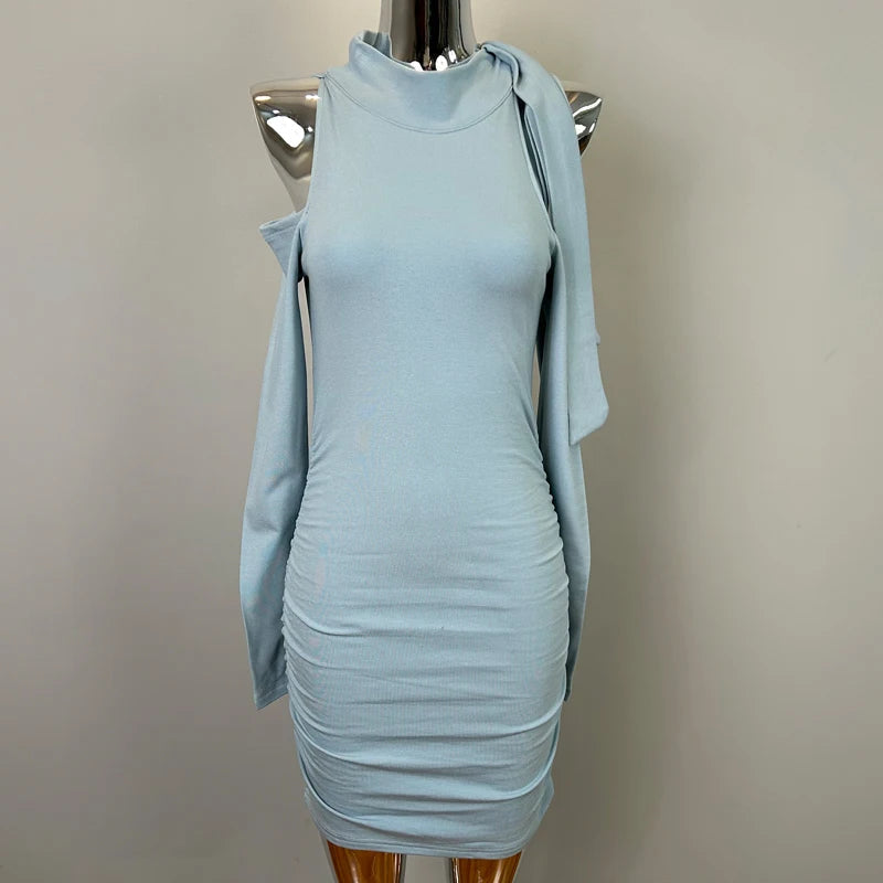 Aiertu  -  Pure Sexy Off Shoulder Hip Wrap Dress Women's Summer Lace-up Slim Fit Long-sleeved Short Dress Fashion Female Clothes Aiertu