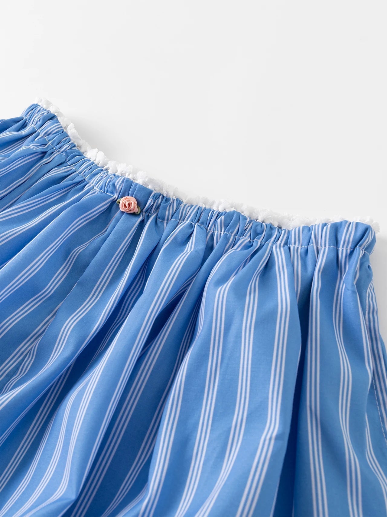 Aiertu  -  Blue Striped Casual Shorts Women Summer Flower Elastic Mid Waist Short Pants Streetwear Fashion Simple Mini Shorts 2026 New Aiertu