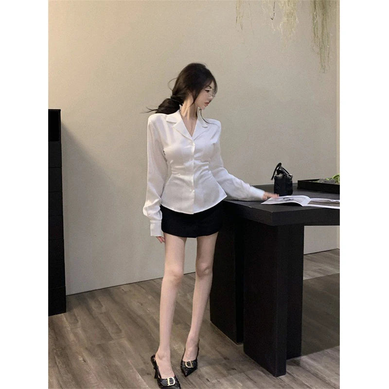 Spring Outfits Back To School Outfits White Shirts Women Jk Preppy Tie Puff Long Sleeve Blouses Student Lolita Office Lady Korean Ruffles Slim All Match Crop Tops New Aiertu