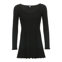Aiertu - Simple Knitted Long Sleeve Mini Dress Aiertu