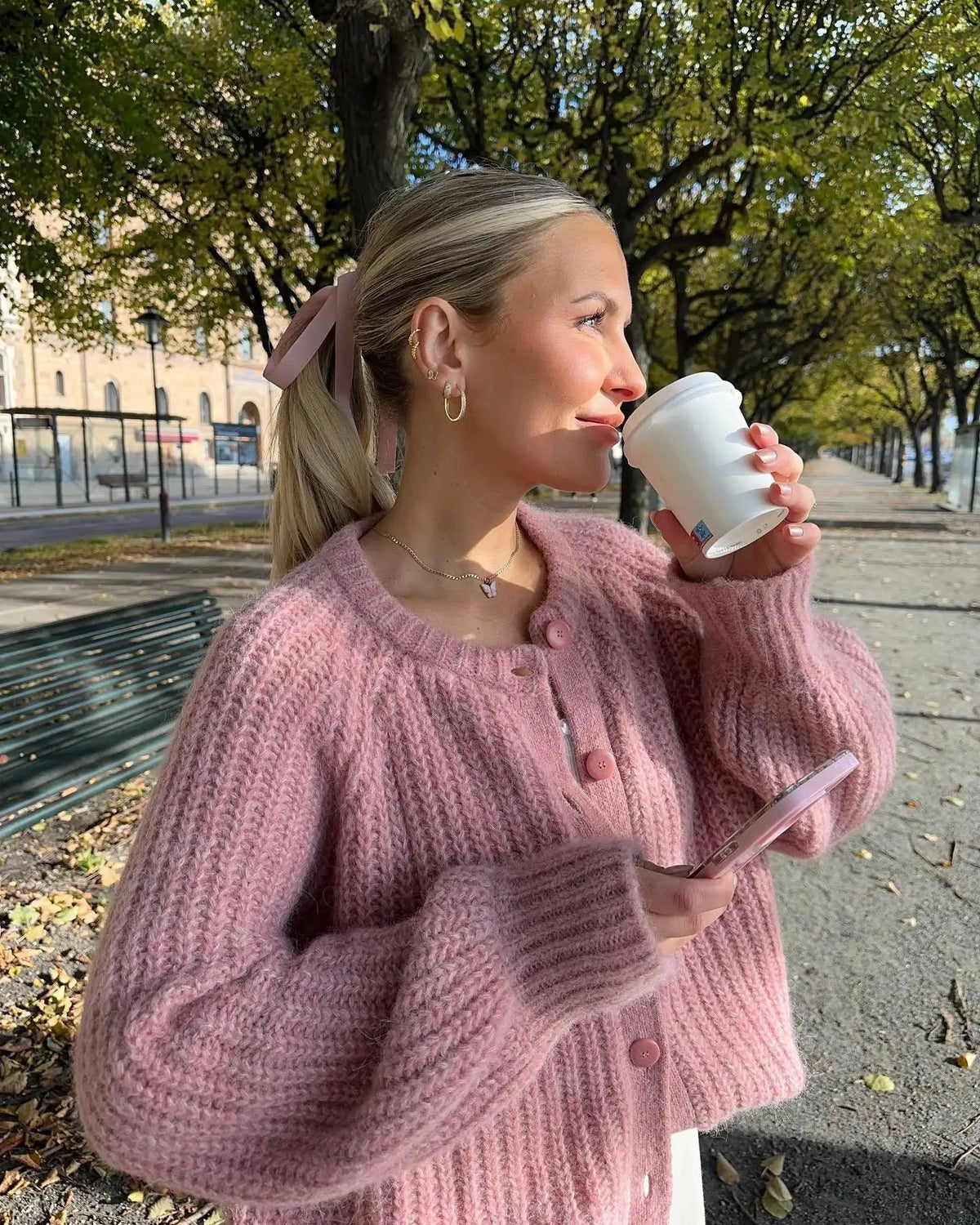 Aiertu  -  Solid Color Loose Round Neck Single Breasted Sweater European and American Fashion Knitted Cardigan Harajuku Y2k Long Sleeve Top Aiertu