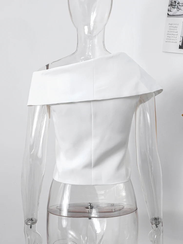 Aiertu  -  Elegant White Sleeveless Women Vest Asymmetric V-neck Off Shoulder Slim Female Waistcoat 2026 Summer New Chic Lady Streetwear Aiertu