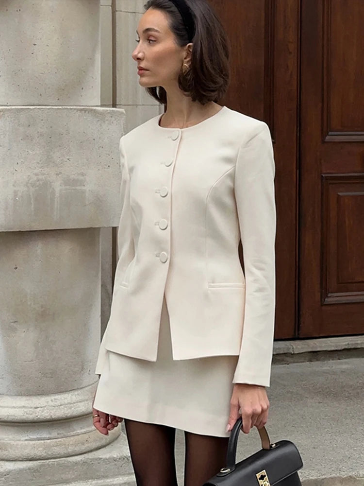 Aiertu  -  Elegant Office Lady Sets Long Sleeve Single Breasted Top Midi Skirt Suits Female 2025 Spring Summer Fashion Women 2 Piece Set Aiertu
