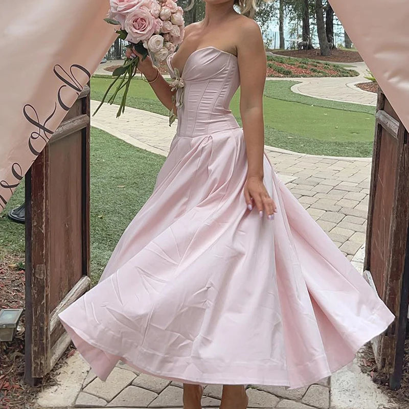 Aiertu  -  Elegant Sleeveless Solid Color Long Dress Fashion Hight Waist Slim Pleated Party Dress Women Sexy Sheath Backless Evening Dress Aiertu