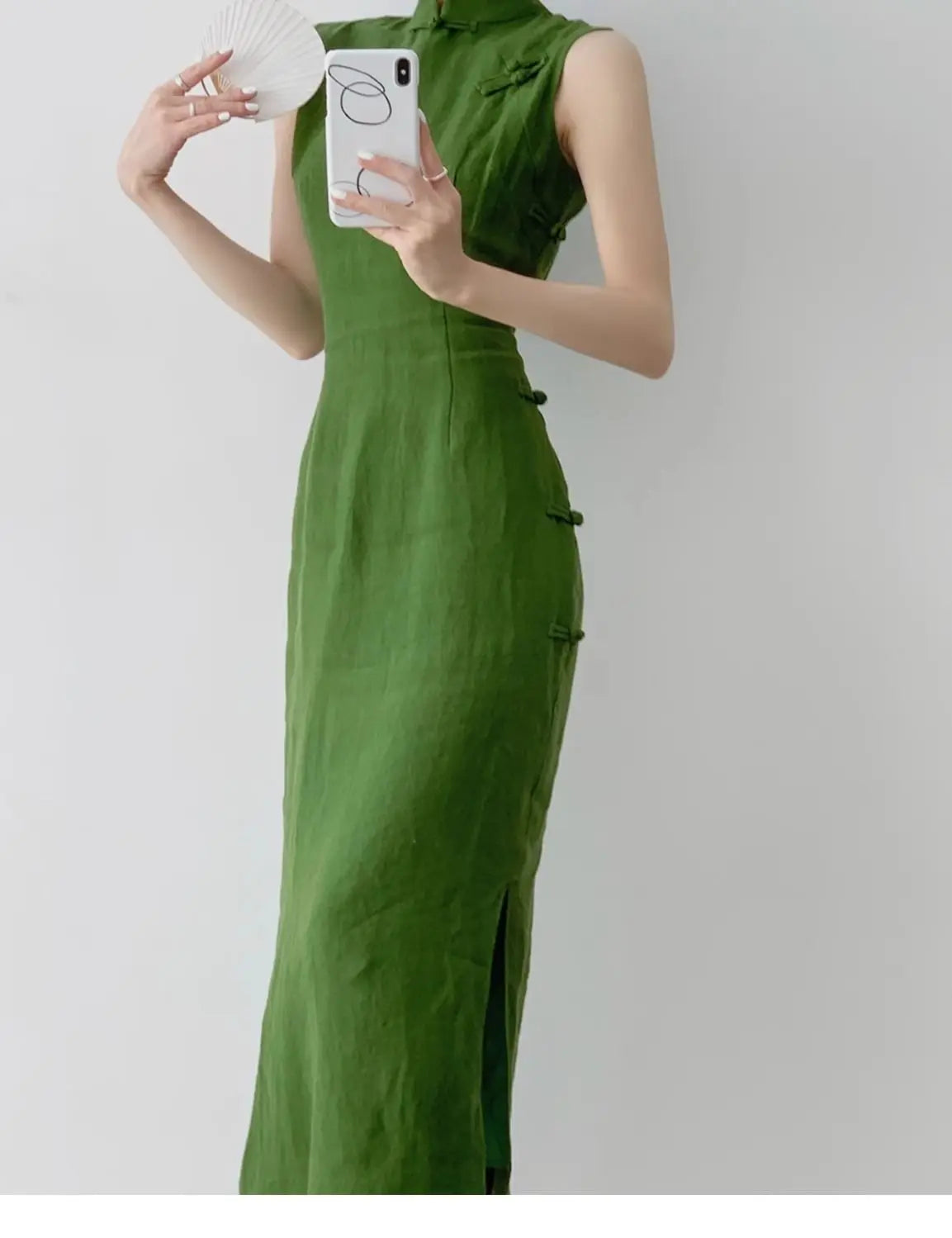 Aiertu  -   vintage natural literature art dress chinese style daily improved leisure qipao sexy sleeveless waist cinching slit qipao Aiertu