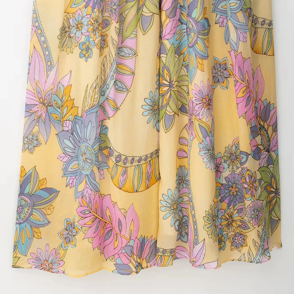 Aiertu  -  Retro Printing Camisole Dresses for Women Square Collar Sleeveless Loose Waist Bohemian Casual Style Dress Female Aiertu