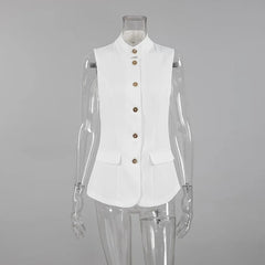 Aiertu  -  New Summer Women Vest Shirt Elegant Office Lady Tops Female Sleeveless White Shirt Stand Collar White Slim Tank 여성나시 Aiertu