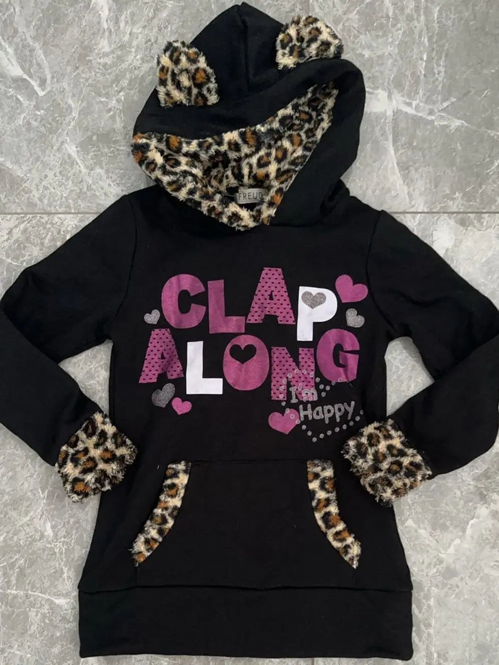 Aiertu  -  Japanese Style Leopard Printed Splicing Velvet Fur Cat Ear Cute Pullovers Harajuku Vintage Casual Long Sleeves Y2k Sweatshirts Aiertu