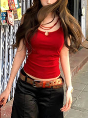 Aiertu  -  Streetwear Backless Vintage Butterfly Chain Tank Top Summer Sexy Halter Fairy Camisoles Women Y2k Aesthetic Solid Grunge Vest Aiertu