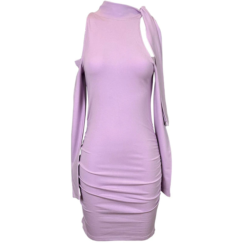 Aiertu  -  Pure Sexy Off Shoulder Hip Wrap Dress Women's Summer Lace-up Slim Fit Long-sleeved Short Dress Fashion Female Clothes Aiertu