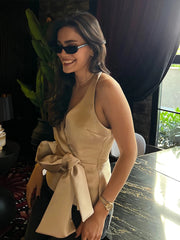 Aiertu  -  Sexy Satin Bow Halter Tank Women Chic Solid Cut Out Sleeveless Backless Top Female 2026 Summer Fashion Party Vest Lady Beachwear Aiertu