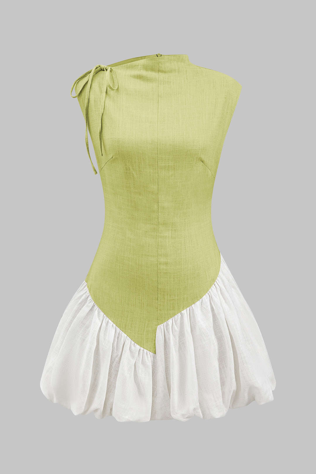 Aiertu  Linen Ruched Tie-Up Sleeveless Mini Dress Aiertu