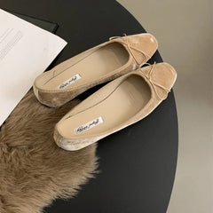 Aiertu  -  New Style Fashion Elegant Velvet Ballerina Shoes Woman Luxury Velour Ballet Flats Ladies Retro Round Toe Bowknot Shallow Loafers Aiertu