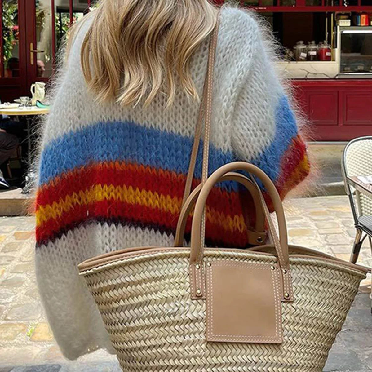 Aiertu     -  Fall Outfits 2026 Color Patchwork Knitted Cardigan Women Long Sleeve Open Stitching Casual Sweater Outerwear Autumn Fashion Loose Jumpers 2026 New Aiertu