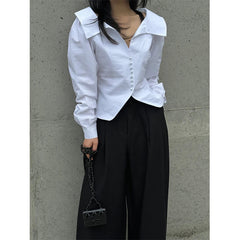 Aiertu Elegant Striped Shirts Women Korean White Long Sleeve Blouses Office Ladies Fashion Design Turn Down Collar Chic Tops New Aiertu