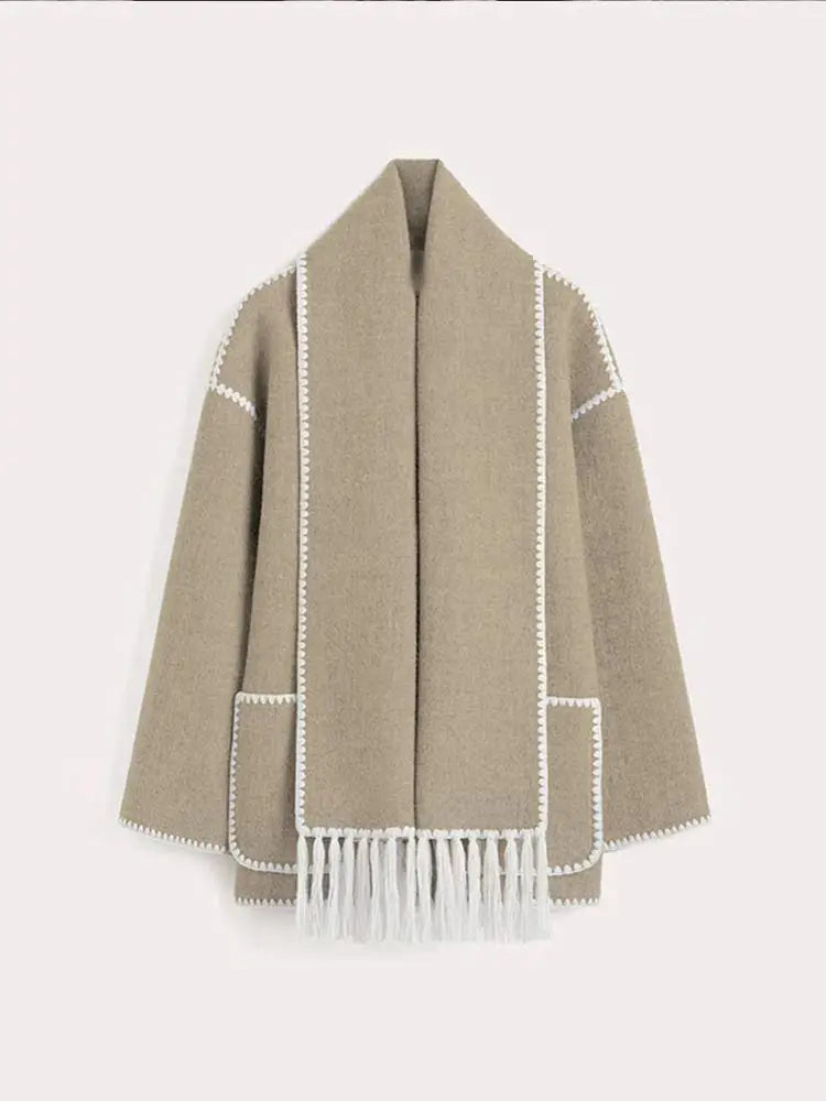 Aiertu  -  Chic Warm Woolen Single-breasted With Pockets Jacket Women Casual Long Sleeved Commute Coat Autumn Lady Streetwear Outerwear Aiertu