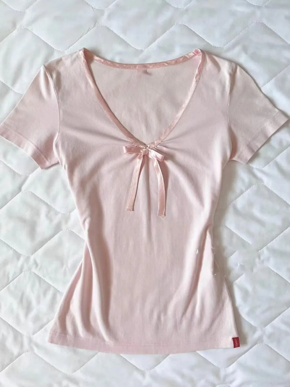 Aiertu  -  Exquisite Sweet American Vintage Mujer Bow Slim Y2K Goth Streetwear All-match T-shirt Age Reduction Trendy Casual Shirts Aiertu