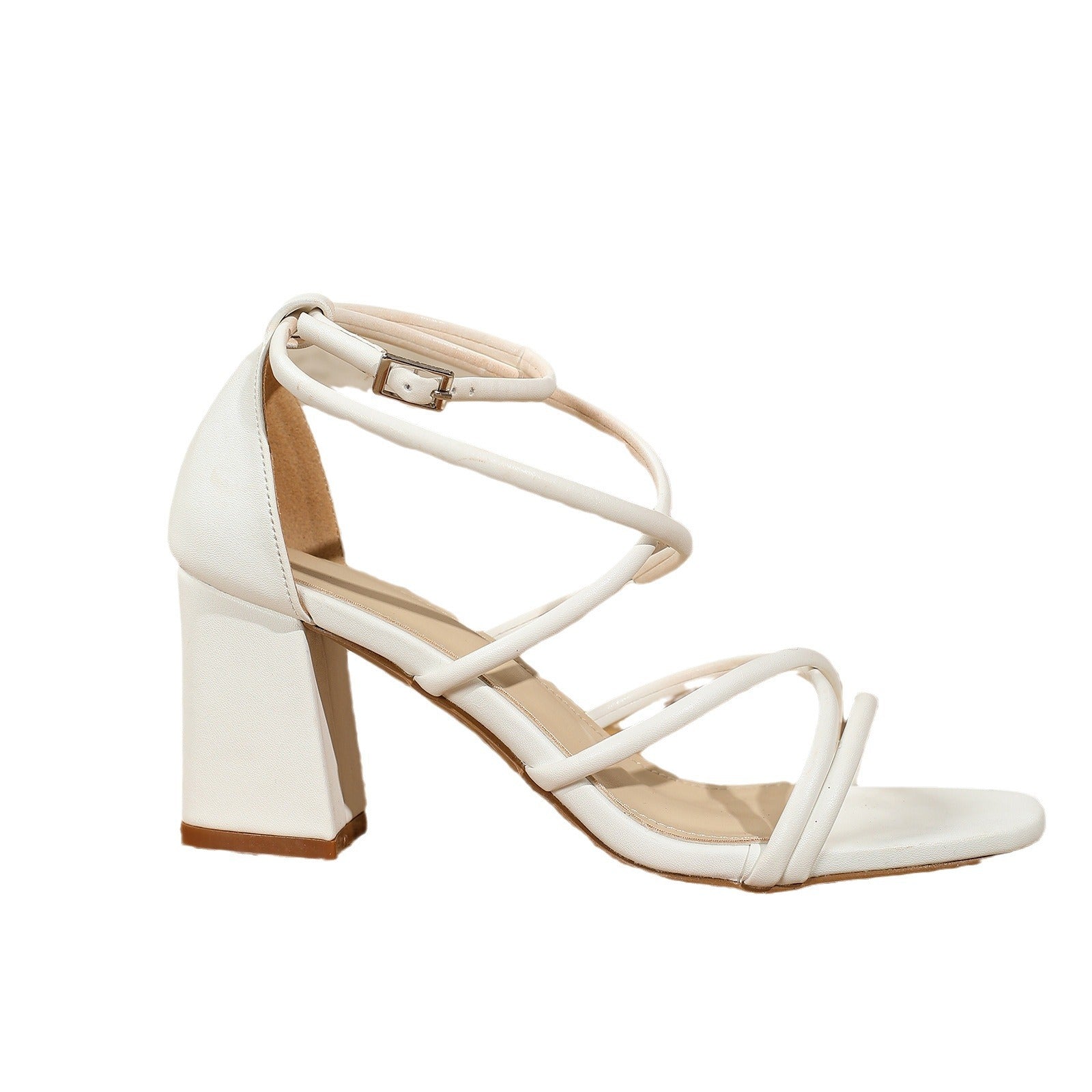Aiertu  Large Size Low Sandals Woman Leather Big Low-heeled Rubber Rome Hoof Heels Fabric Slides PU Large Size Low Sandals Woman Leather Aiertu