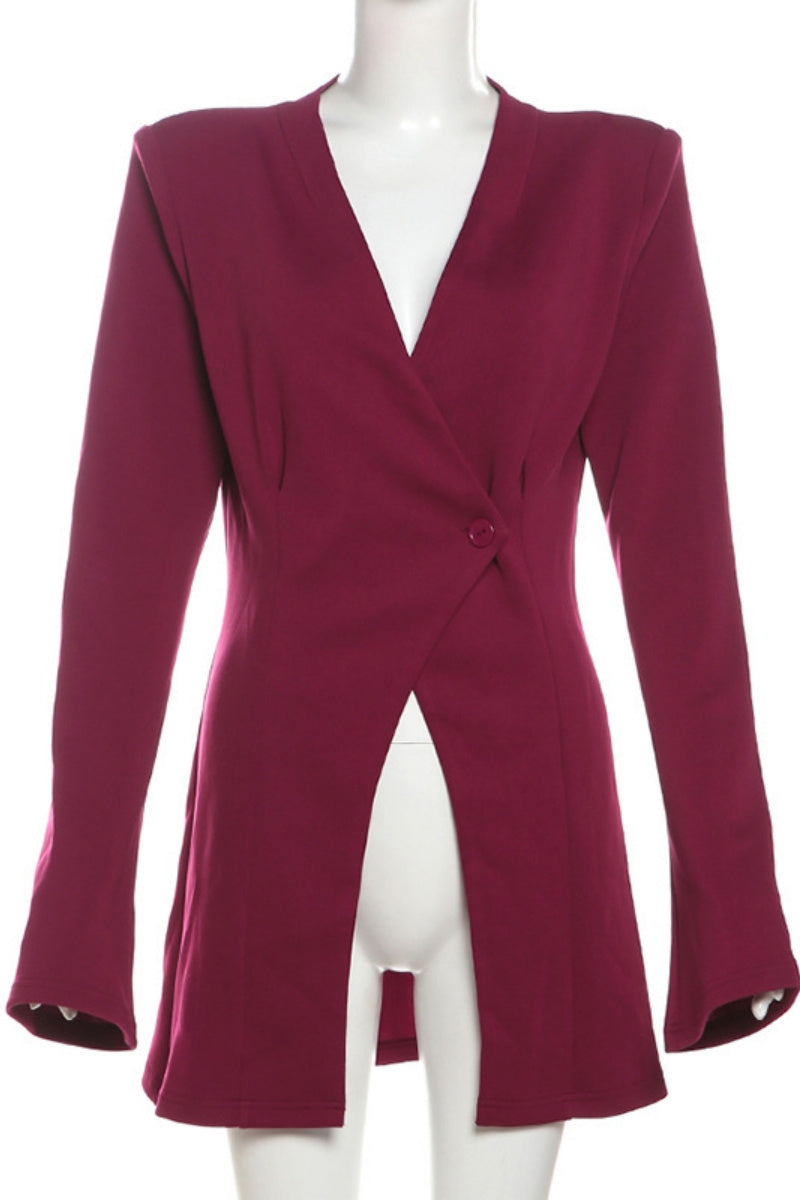 Aiertu  -Casual Solid Color Buttons V Neck Outerwear(3 Colors) aiertu