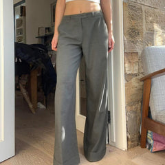 Aiertu  -  Women Solid Straight Pants Minimalist Style Elegant Loose Fit Wide Leg Trousers Casual Office Lady Pants y2k Autumn Aiertu