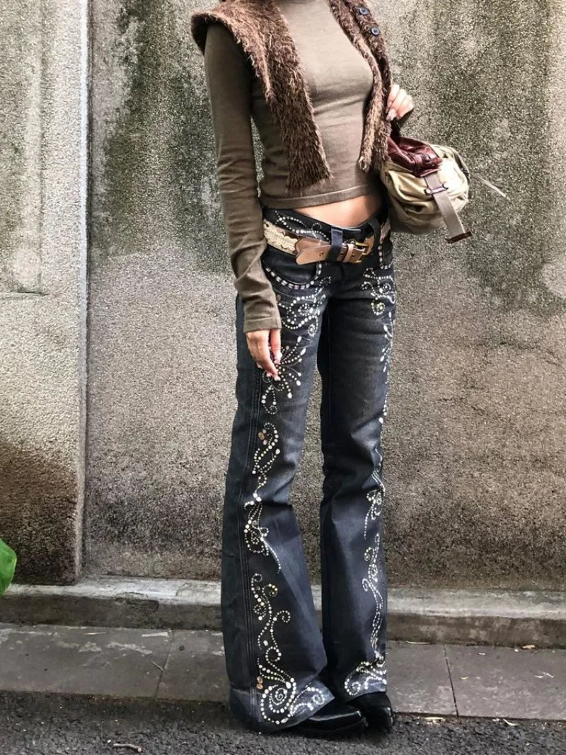 Aiertu  -  American Millennial Hot Girl Retro Baggy Jeans Women Y2K Streetwear Washed Loose Casual Harajuku High Waist Straight Leg Jeans Aiertu