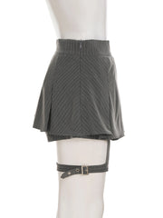 Aiertu  -  Preppy Style Striped A-Line Skirts With Shorts Casual Slim Mid-Waisted Mini Skirts Women 2025 Summer Fashion Streetwear Aiertu