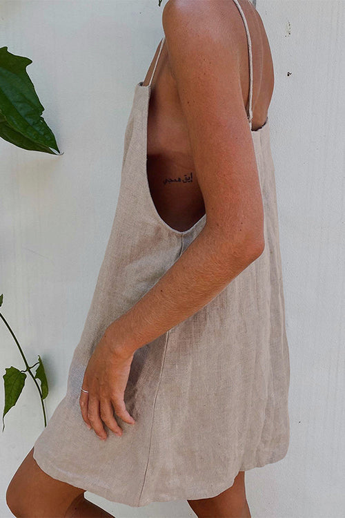 Aiertu  Minimalism Linen Slip Mini Dress Aiertu