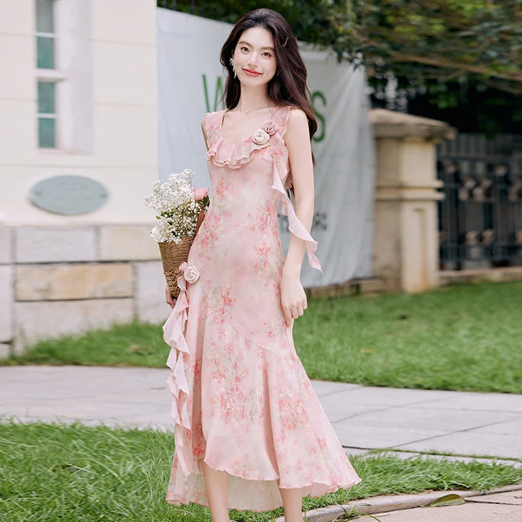 Aiertu  Honey Vine Vintage-Floral Ethereal Essence Dress Aiertu