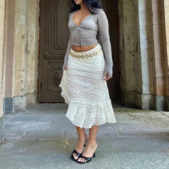 Aiertu  -  Jacquard Lace White Maxi Skirts for Woman Boho Beach Irregular Long Skirt Summer Clothes Resort Wear 2025 P77-CI26 Aiertu