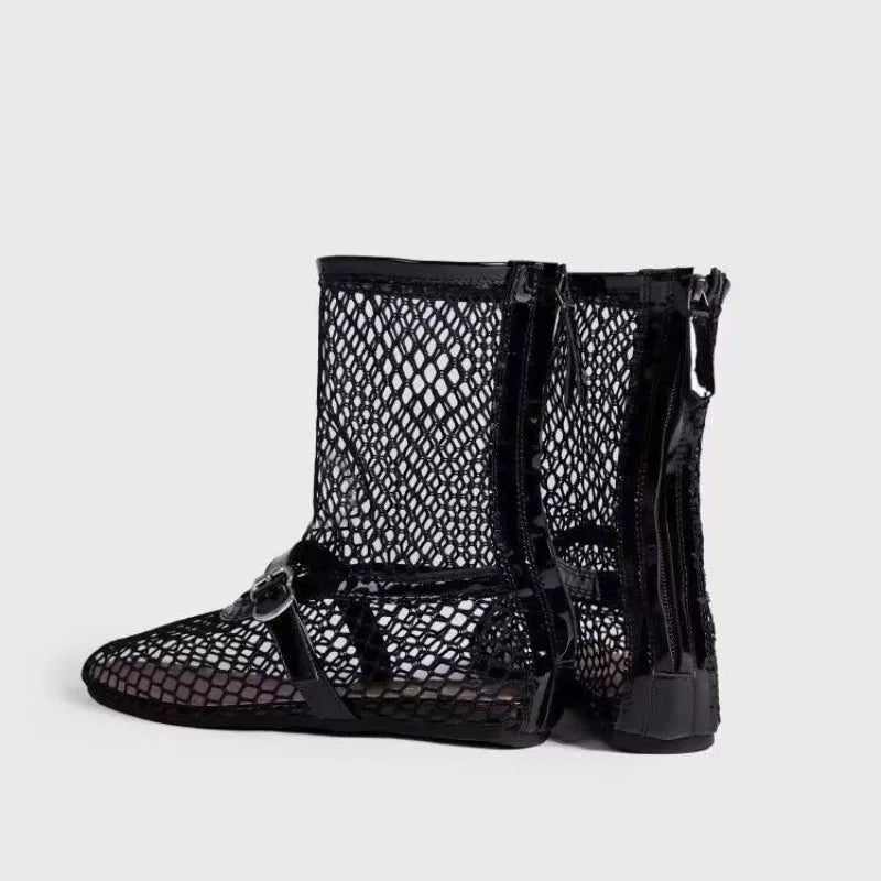 Aiertu  -  Women's New Mesh Roman Boots Sexy Short Boots Women's 2024 New Black Single Shoes Sandals Sandalen Aiertu