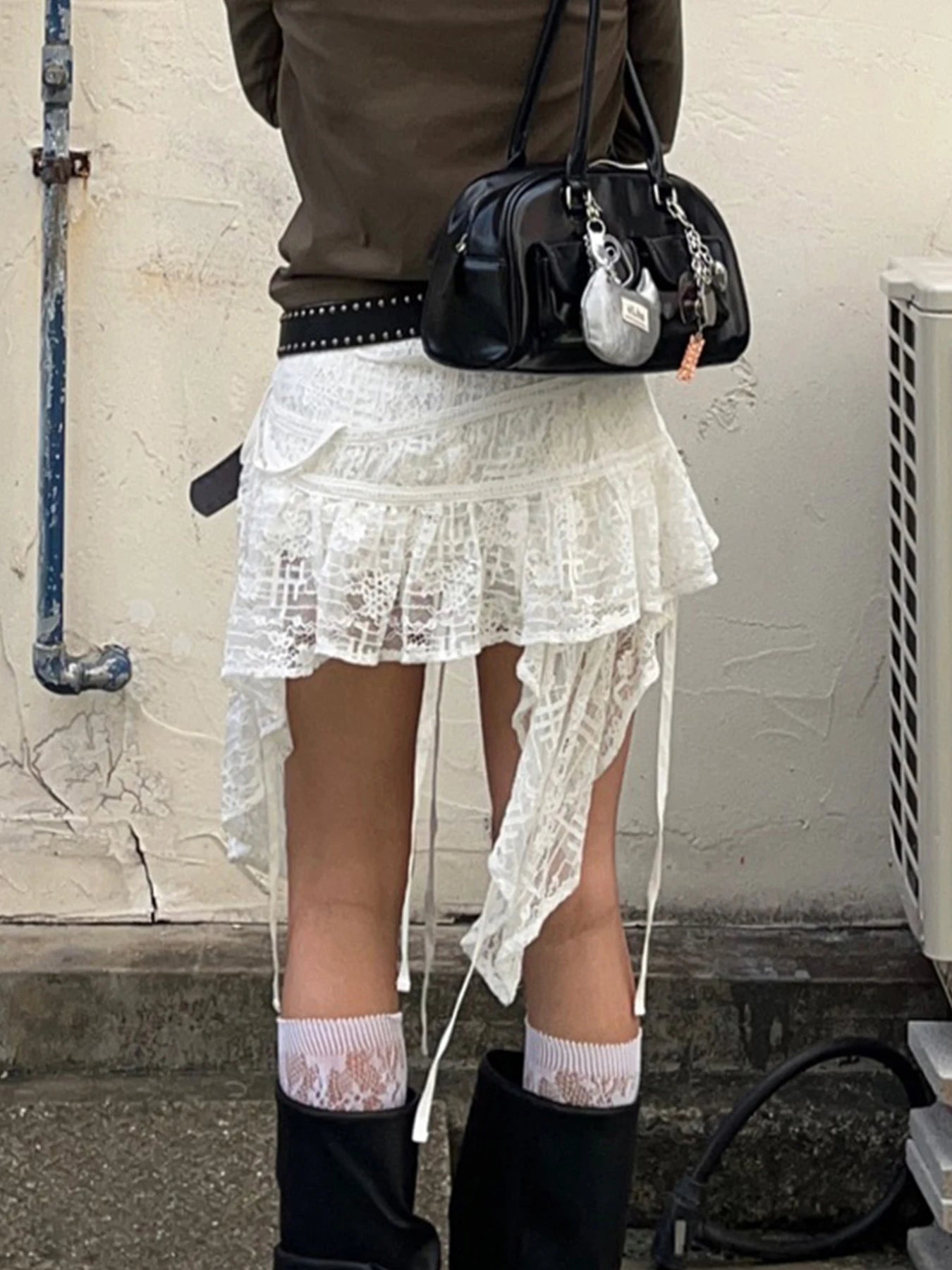 Aiertu  -  Holiday Bandage Lace Asymmetrical Skirts Beach Style See Through Slim Mid-Waisted  Mini Skirts Women 2025 Summer Fashion Aiertu