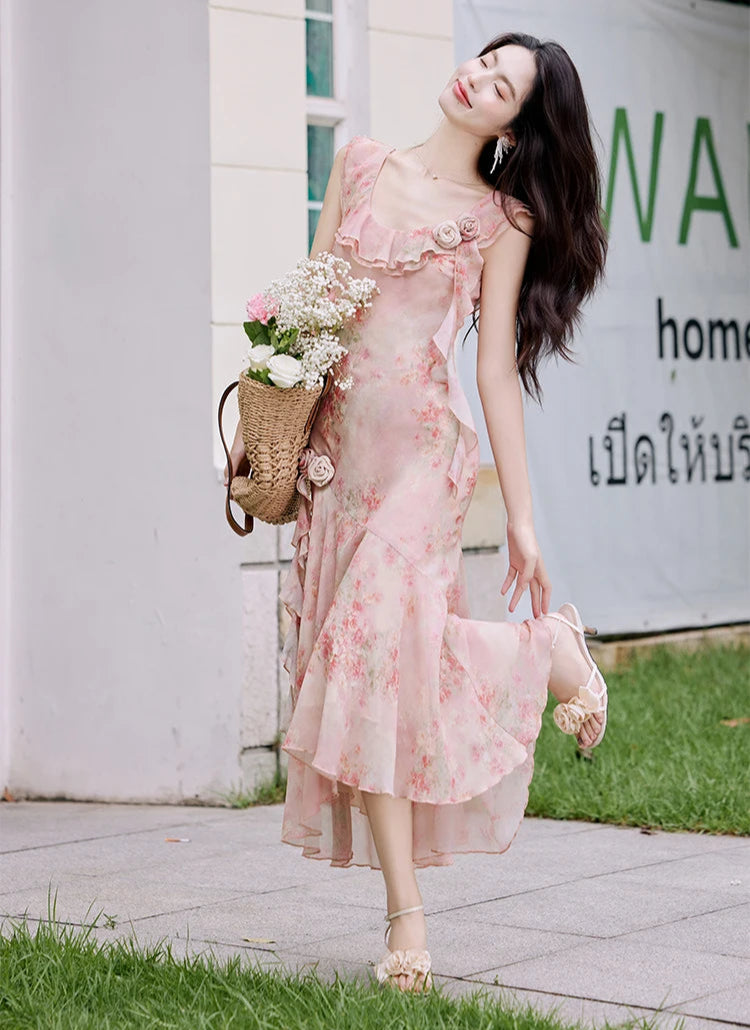 Aiertu  Honey Vine Vintage-Floral Ethereal Essence Dress Aiertu