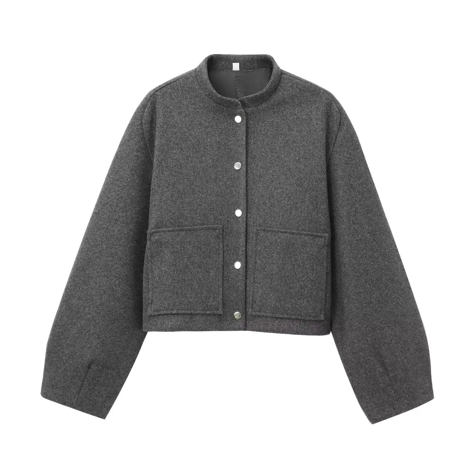 Aiertu  -  Stand Collar Short Jacket For Women Fashion Loose Single Breasted Coat Casual 2025 Spring Autumn New Solid Woman Outwear Aiertu