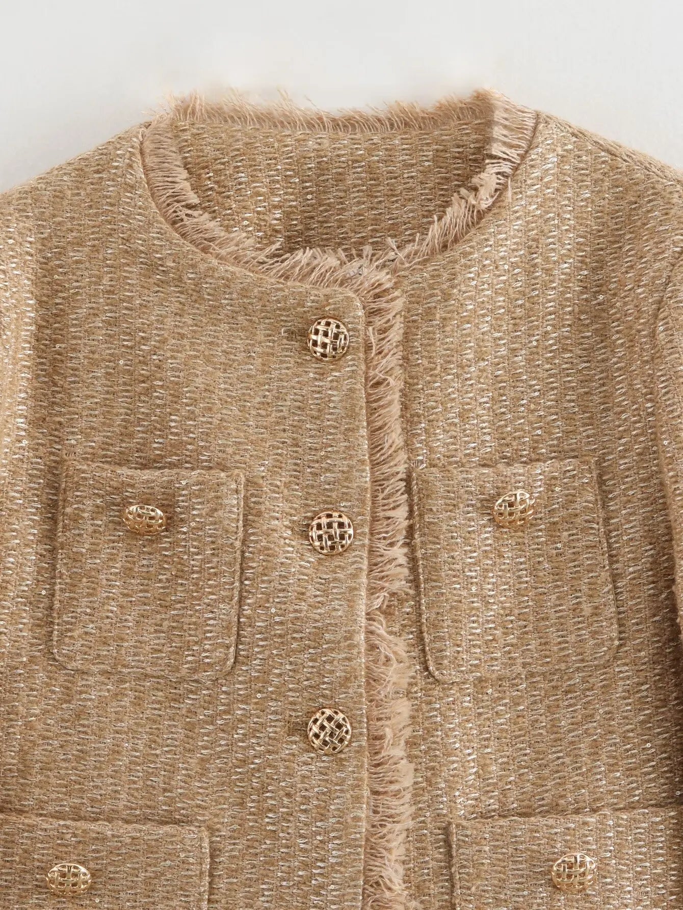 Aiertu  -  French high-end gold single-breasted small fragrant style jacket for women, spring and autumn fashion, versatile bright silk tex Aiertu