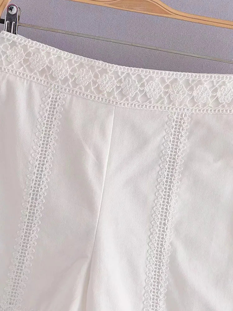 Aiertu  -  Summer Women Sweet Suits 2 piece Sets White Lace Shirts Tops and Shorts Female Fashion Street Two pieces Clothing Aiertu