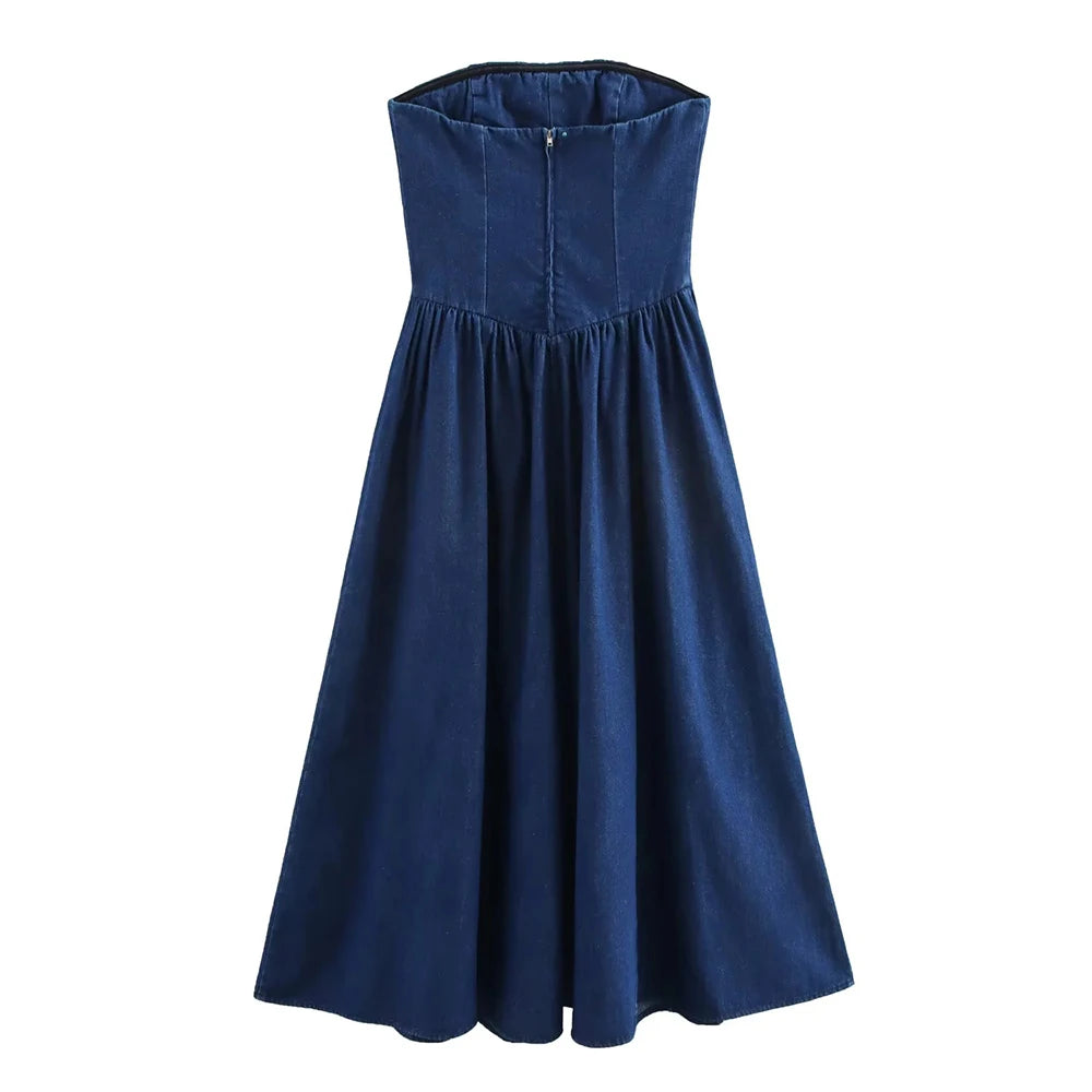 Aiertu  -  Solid Slimming Dresses for Women Strapless Sleeveless High Waist Temperament Minimalist Dress Female Aiertu
