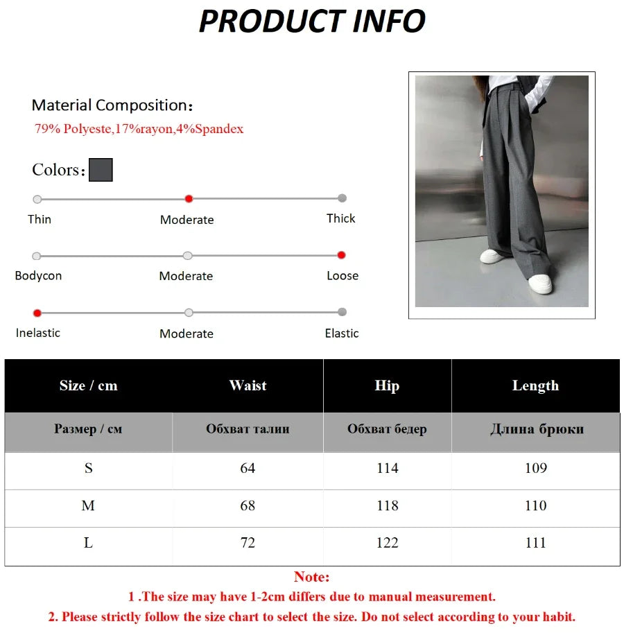 Aiertu  -  Wide Leg Pants Spring Summer New Women's Solid Color Fashion High Waist Trousers Office Lady Chic Loose Suit Pants Aiertu