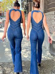 Aiertu  -  2026 Summer Sleeveless Zip-up High Waist Denim Jumpsuits Streetwear Vintage Women's Loving Heart Backless Tunics Jeans Overalls Aiertu