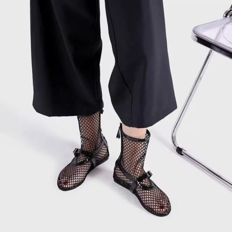 Aiertu  -  Women's New Mesh Roman Boots Sexy Short Boots Women's 2024 New Black Single Shoes Sandals Sandalen Aiertu