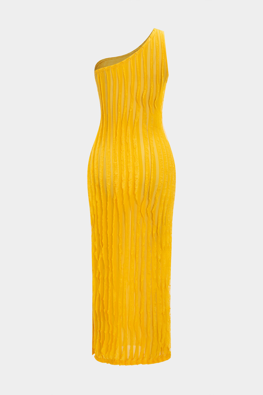 Aiertu  -  One-Shoulder Ruffle Sleeveless Slit Midi Dress Aiertu