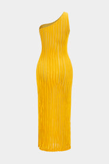 Aiertu  -  One-Shoulder Ruffle Sleeveless Slit Midi Dress Aiertu