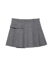 Aiertu  Women Fashion Grey Pleated Side Zipper Mini Skirt Vintage High Waist A-Line Female Chic Lady Skirts Aiertu