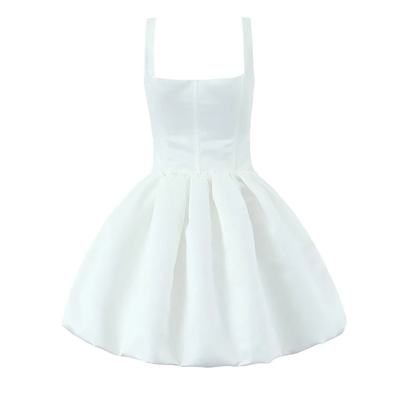 Aiertu  -  Elegant White Party Mini Dress Women Sleeveless Fishbone Slim Sexy Wedding Dresses  Pretty Girl Bridesmaids Robe Short Aiertu