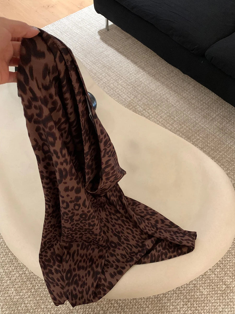 Aiertu  -  Vintage Leopard Draped Long Skirt Women Spring Summer High Waist Zipper A-line Fadas Bottom 2025 New Casual Fashion Midi Skirts Aiertu