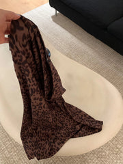 Aiertu  -  Vintage Leopard Draped Long Skirt Women Spring Summer High Waist Zipper A-line Fadas Bottom 2025 New Casual Fashion Midi Skirts Aiertu