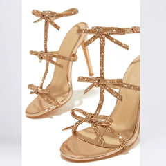 Aiertu  -   Design Style Peep Toe Buckle Strap Woman Sandals Fashion Crystal Thin High Heels Stripper Party Ladies Shoes Aiertu
